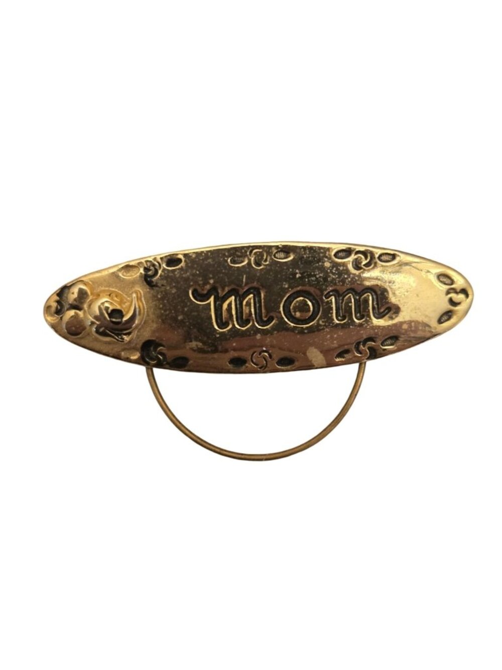 Disney Gold Tone Mom Pin Brooch  Charm Holder Oval Design With Floral Accents